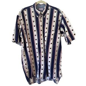 Tower Bay Vintage Striped Crest Shirt XLT Made in Turkey 100% Cotton
